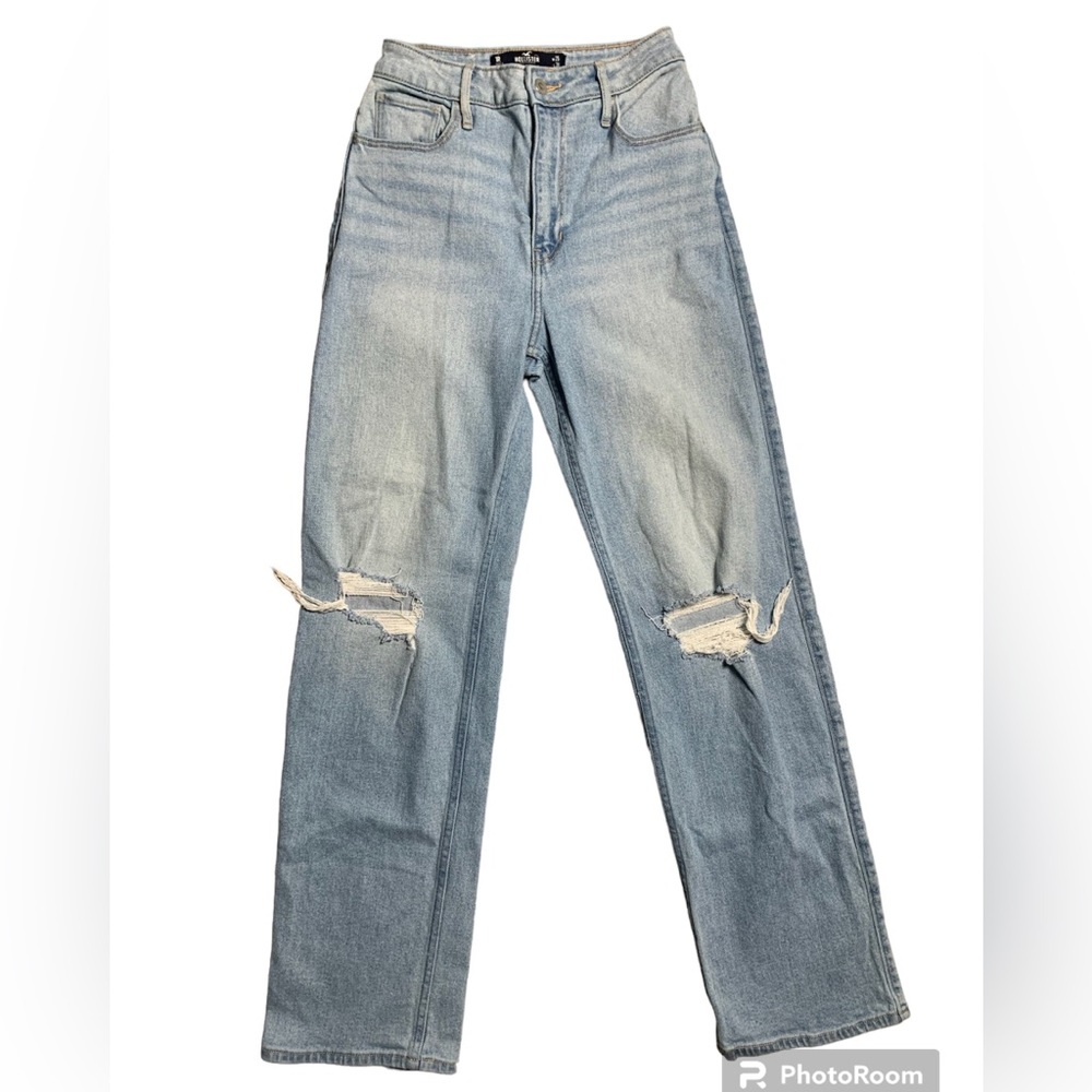 Hollister Ultra High-Rise Dad Jeans Light Wash Distressed 25x31